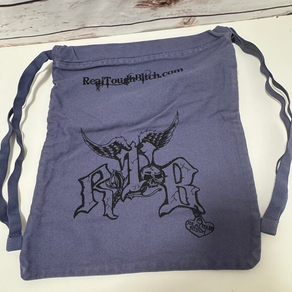 Authentic Pigment Canvas RTB Real Tough B itch Cinch Sack Biker Backpack - Picture 3 of 4